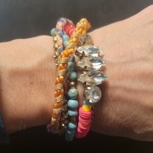 Colorful Bead and Metal Bracelet Set